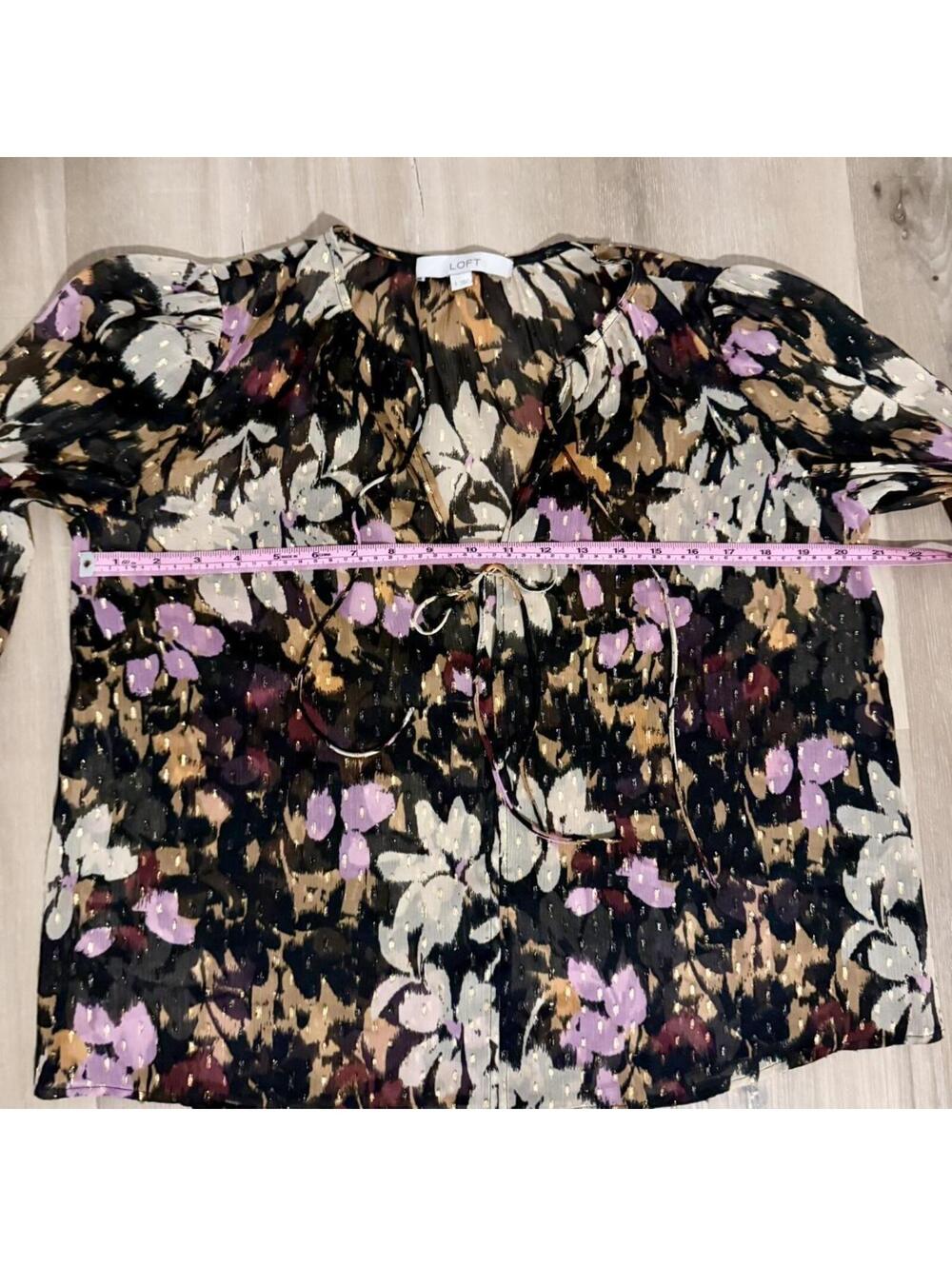 Loft Black Sheer Floral Blouse - Picture 4 of 5